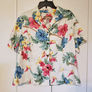 Caribbean Joe Hawaiin Print Button Up Shirt